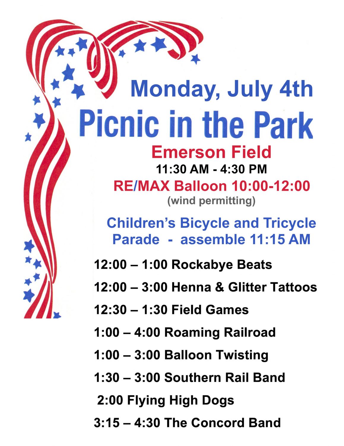 July 4th Picnic in the Park Concord, MA